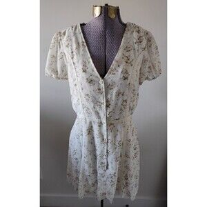 Sugar Lips White Pink Floral Mini Dress Women's M Romantic Boho Cottagecore EUC